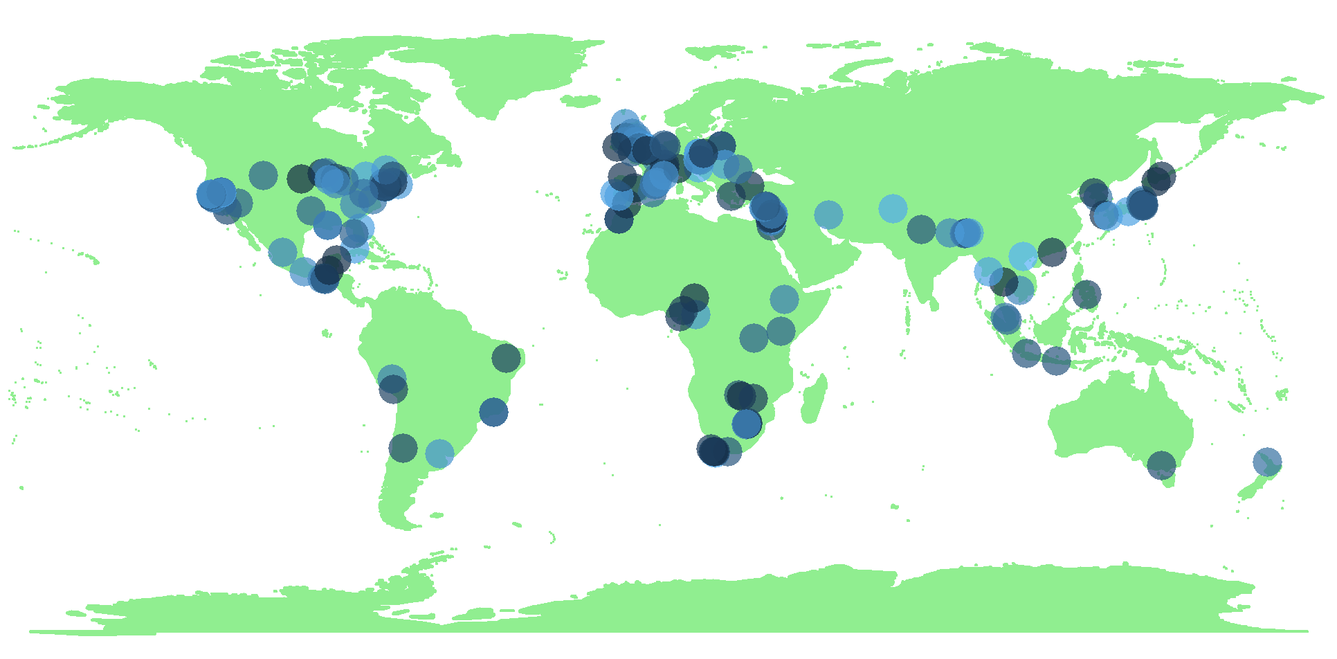 Coloured plots on map